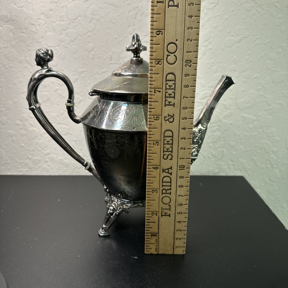 ROGERS SMITH CONNECTICUT 1887 SILVER-PLATE TEAPOT Server Antique Victorian