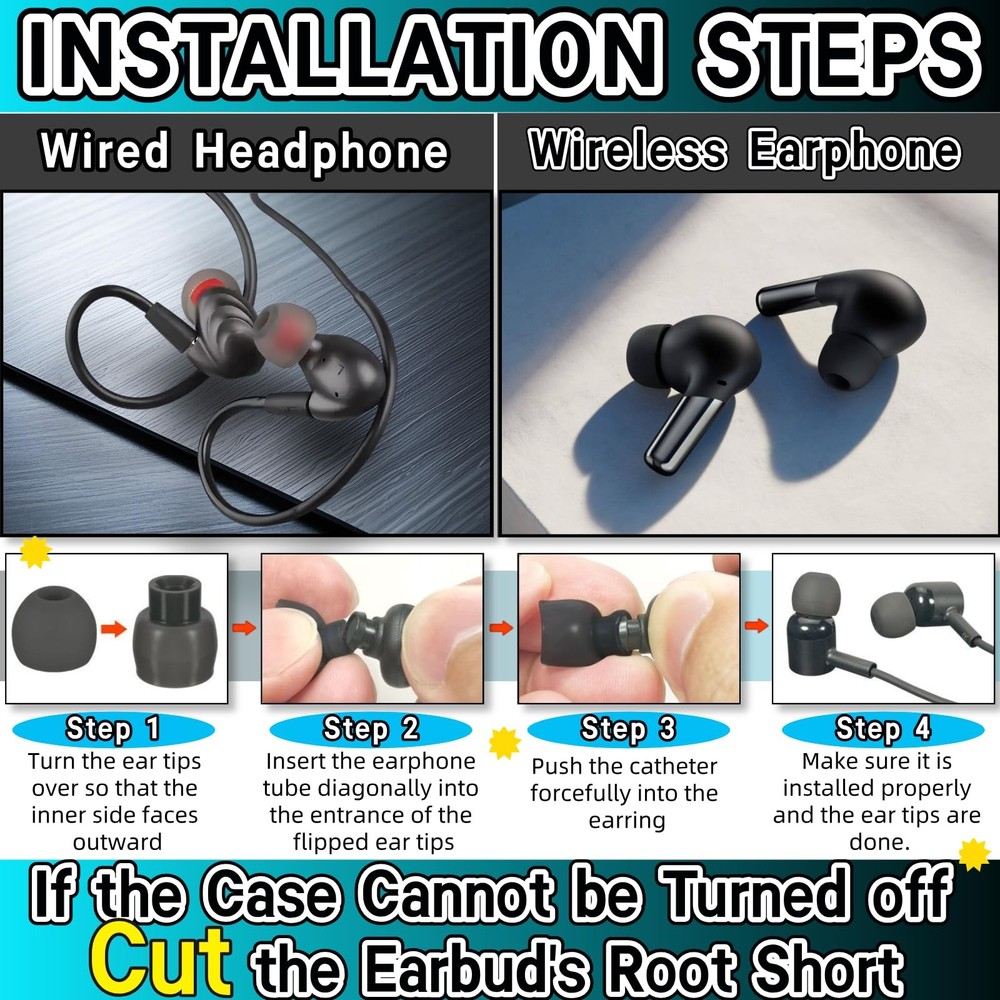 Earbuds Replacement Tips 54Pcs Silicone Cap Colorful