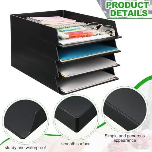Pcs Stackable Paper Trays Rectangular Plastic Desk Holder Desktop 6 Black
