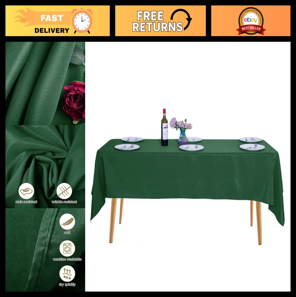 2-Pack 60x102 Inch Rectangular Tablecloths - Durable Polyester for Weddings, Ban