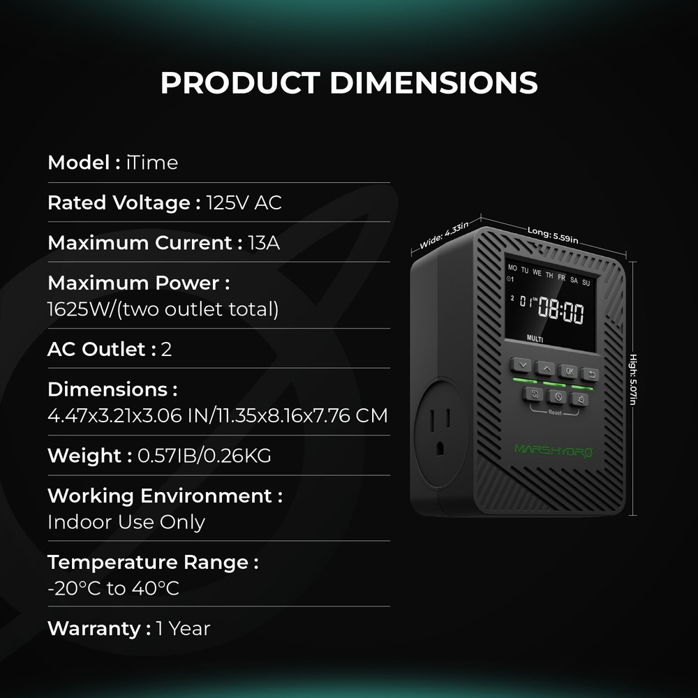 Mars Hydro Dual Port Timer: Controls all light models and fill lights