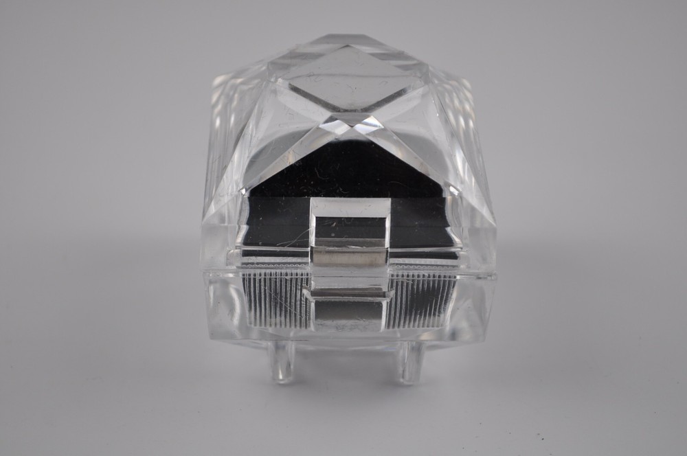 Vintage Presentation Ring Box Clear Plastic Hinged - FREE SHIPPING