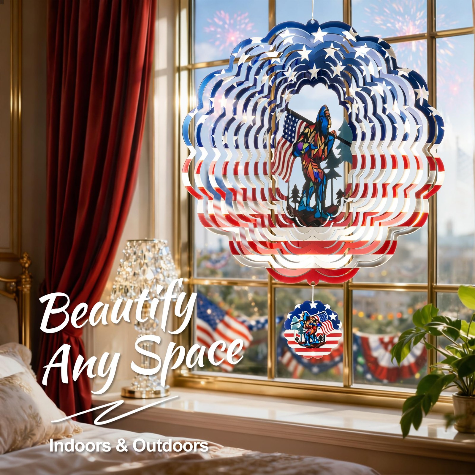 SUNCKET Bigfoot Wind Spinner, 12 Inch Stainless Steel Outdoor Garden Decor with