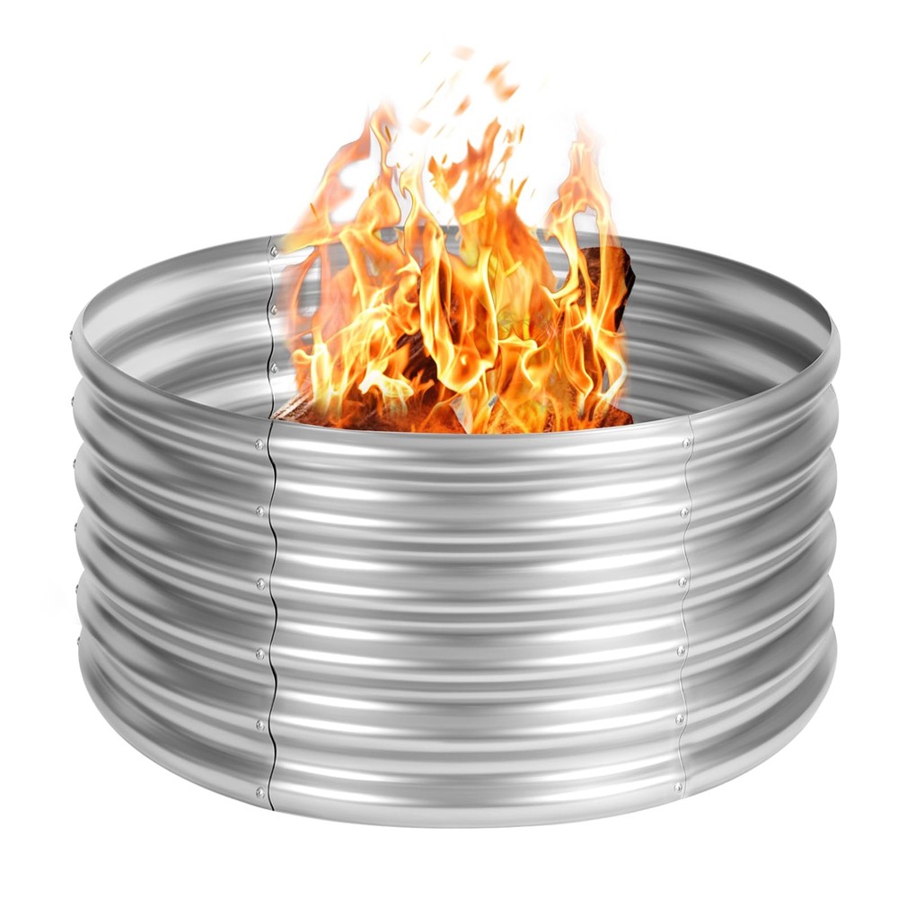36 inch Fire Pit Ring, Galvanized Fire Ring 1.5ft high, Wood Burning Fire Pit...