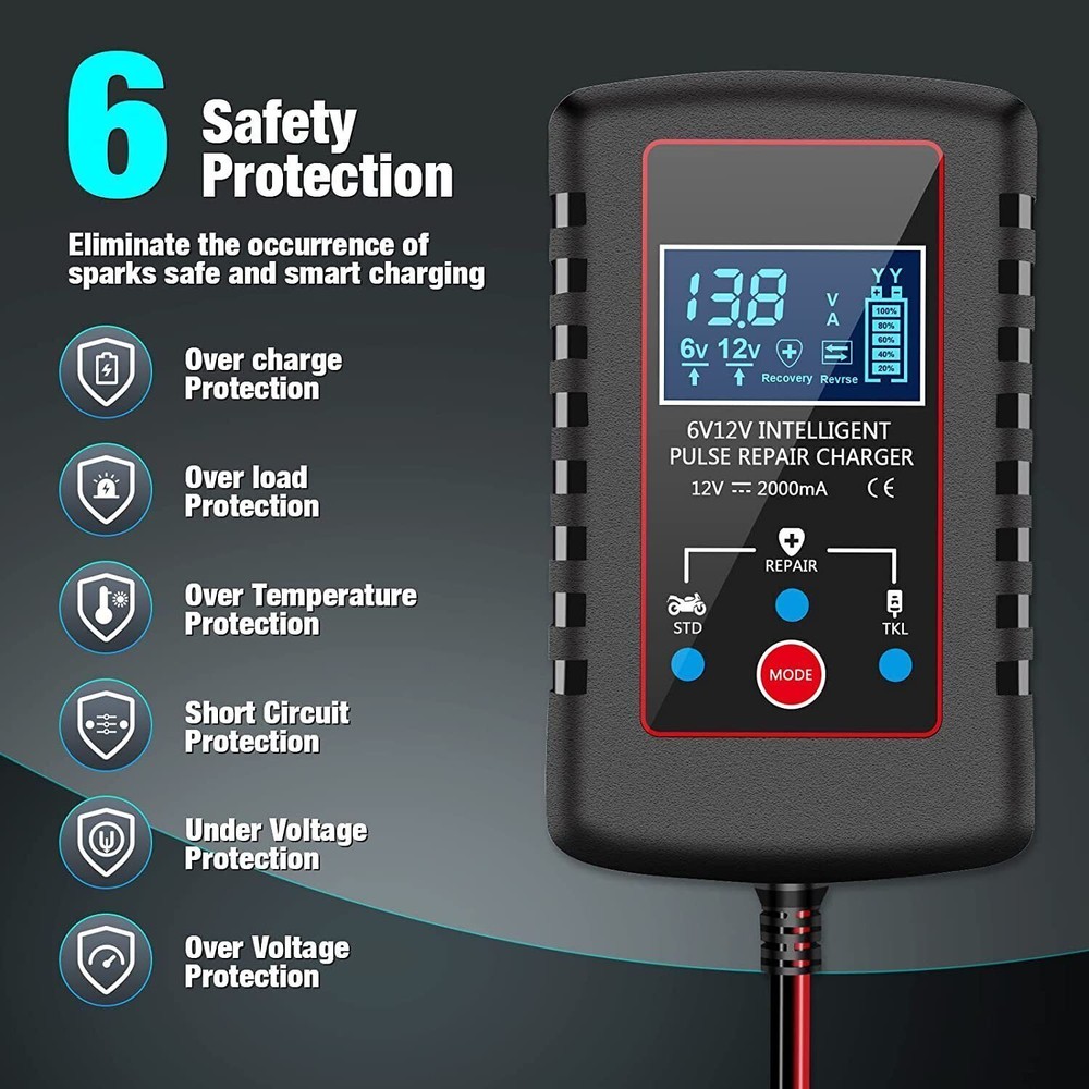 6V 12V Smart Automatic Battery Charger Maintainer Motorcycle Car Trickle Float