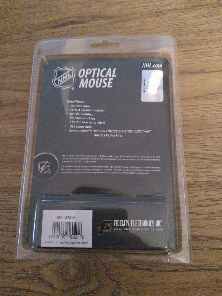 Minnesota Wild NHL Wired Optical Mouse W/ 3 Buttons + Scroll Windows / Mac