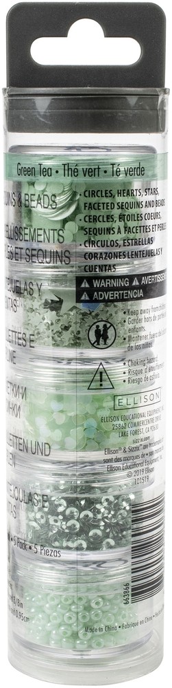 Sizzix Making Essential Sequins and Beads 5 Per Pkg Agave, 5g Per Pot