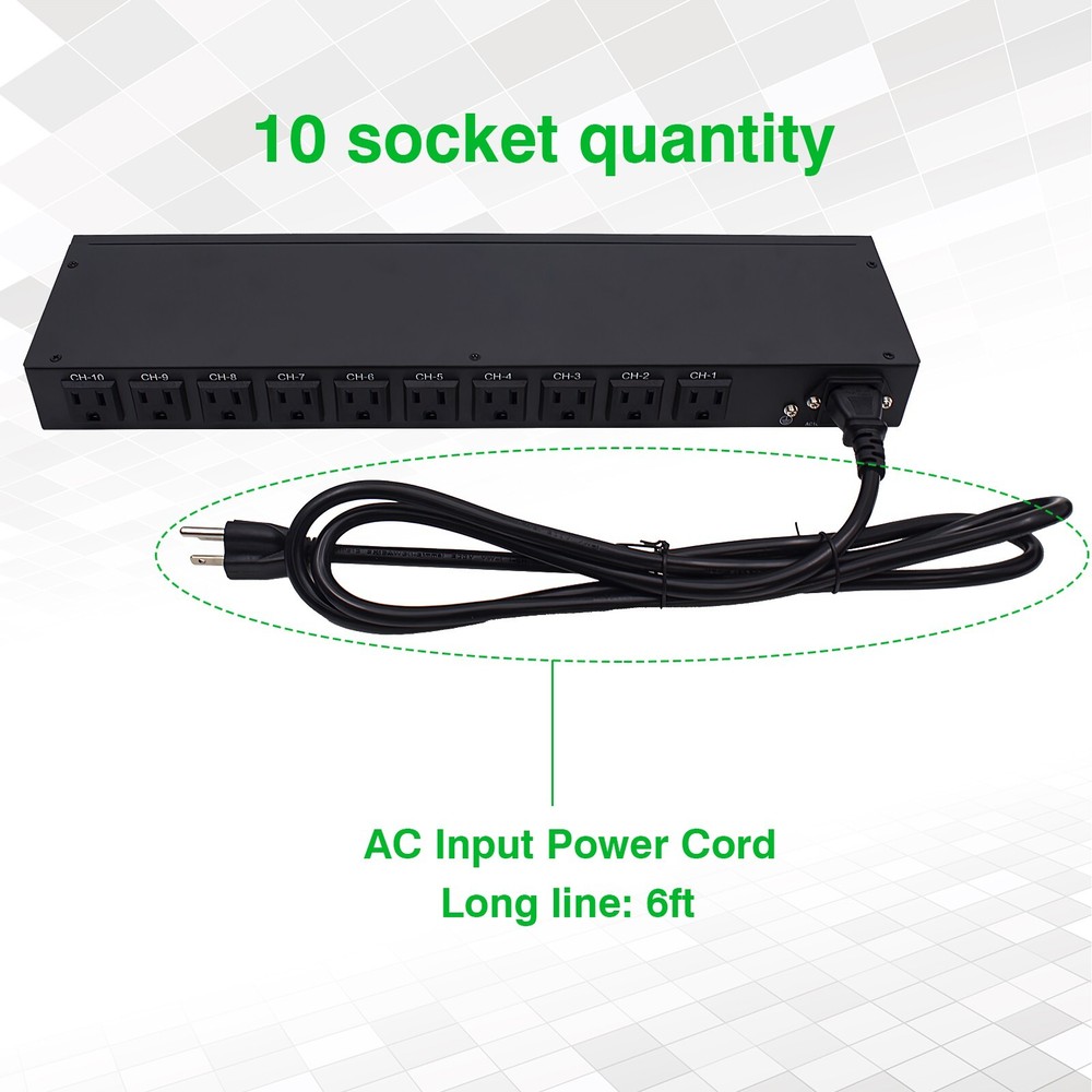 10 Outlets 1U PDU Rack Mount Power Strip-Network Server Racks - Surge Protector