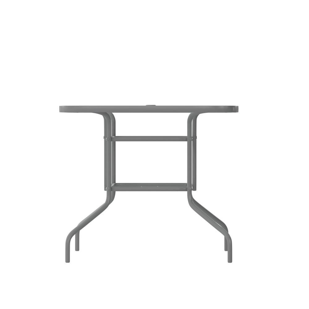 Rectangular Glass Metal Patio Table With Umbrella Hole