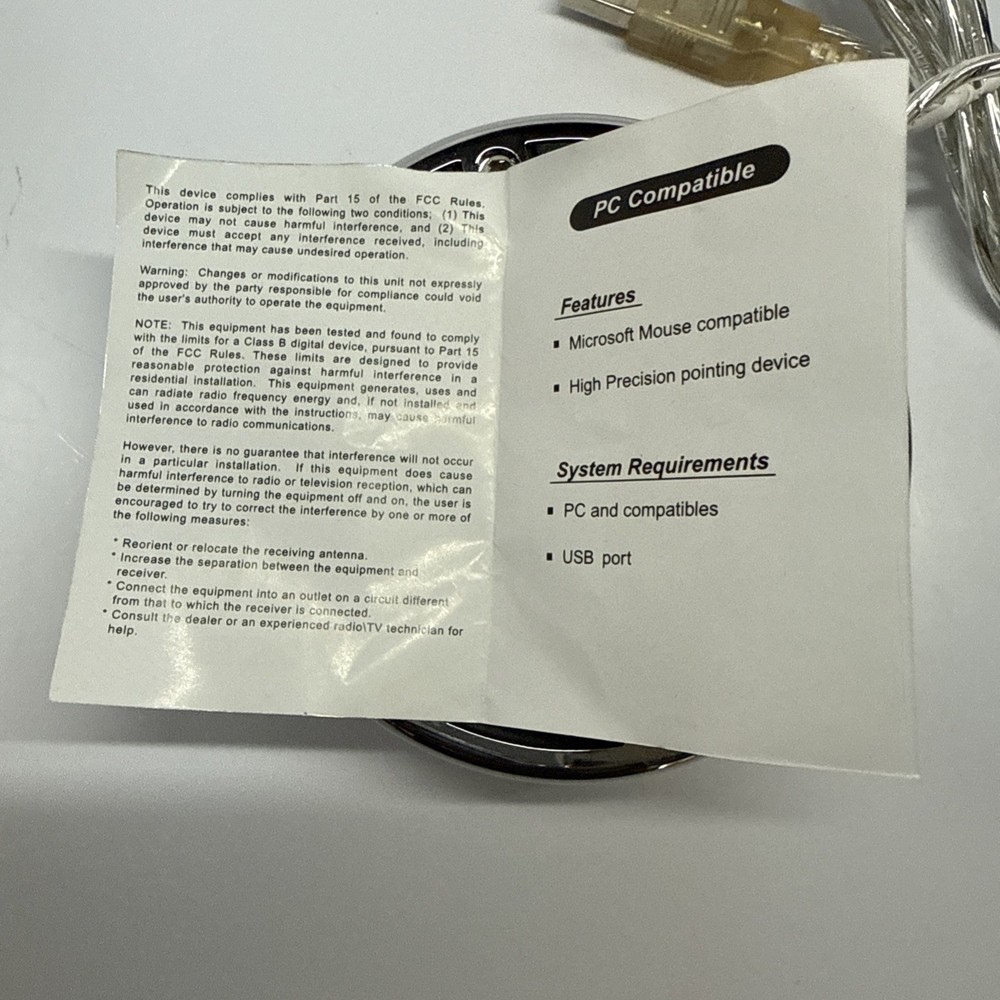 Computer Mouse Ladybug Chrome 118 Crystals 6 Pin Connector Silver 2 Button New