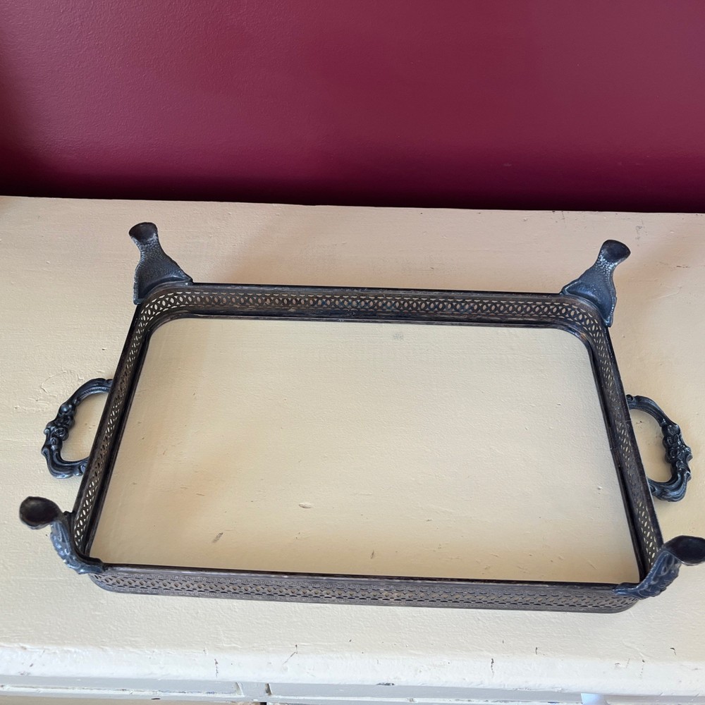 Silver-plated Rectangle Casserole Tray. Footed with Handles