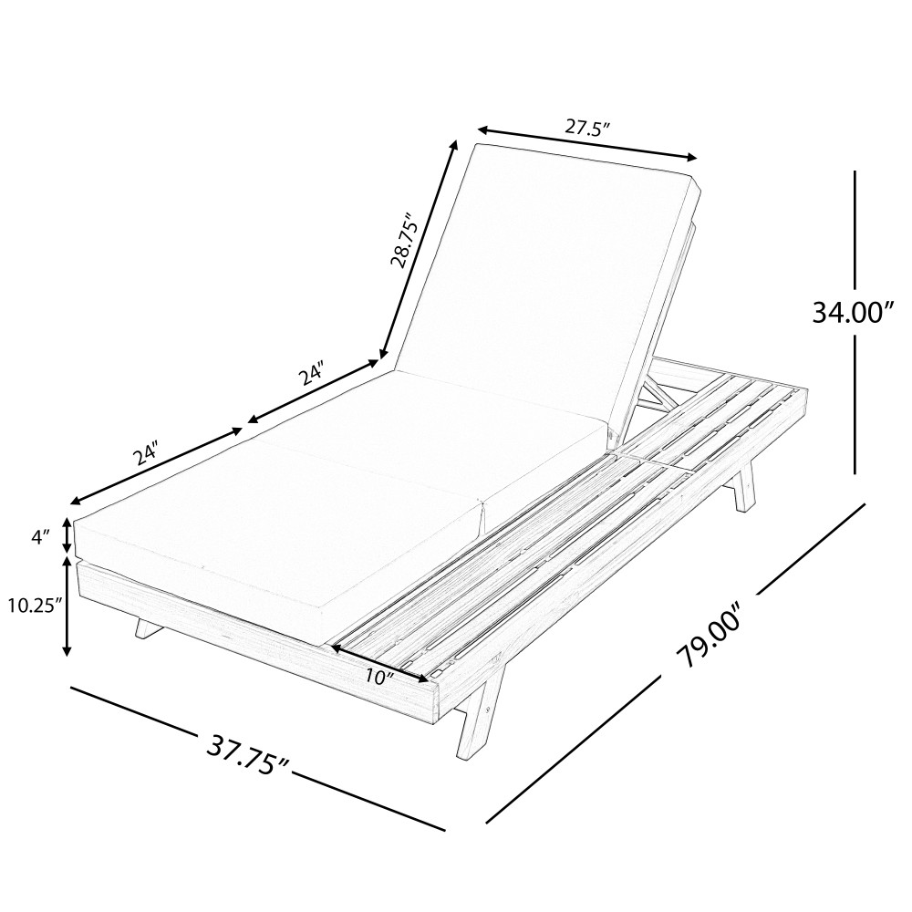Outdoor Adjustable Chaise Lounge Chair Set with Waterproof Cushion and Backrest