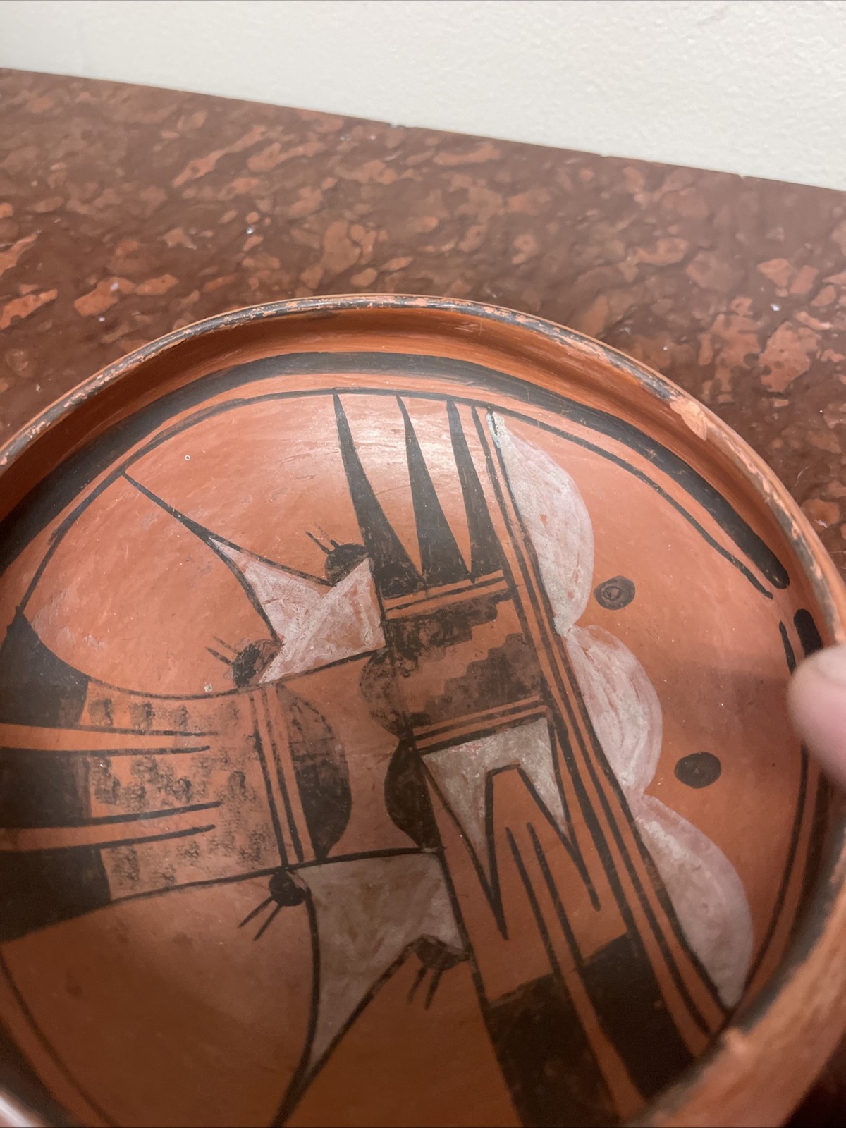 Nampeyo Hopi black and white on red pottery bowl.