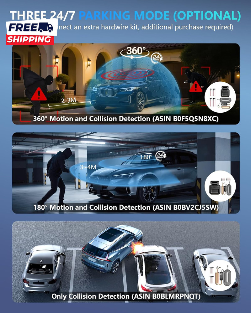 Dash Cam 4 Channel Front and Rear Inside 360° Car Camera 4K UHD, Dash Camera