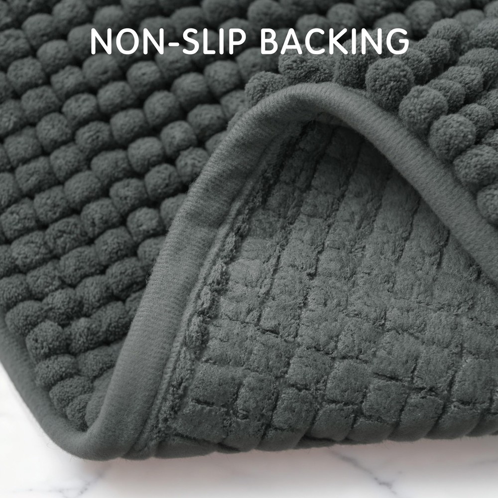 SUBRTEX Bathroom Rugs Chenille Bath Rug Soft 1'4" x 2' (Rectangular), Grey