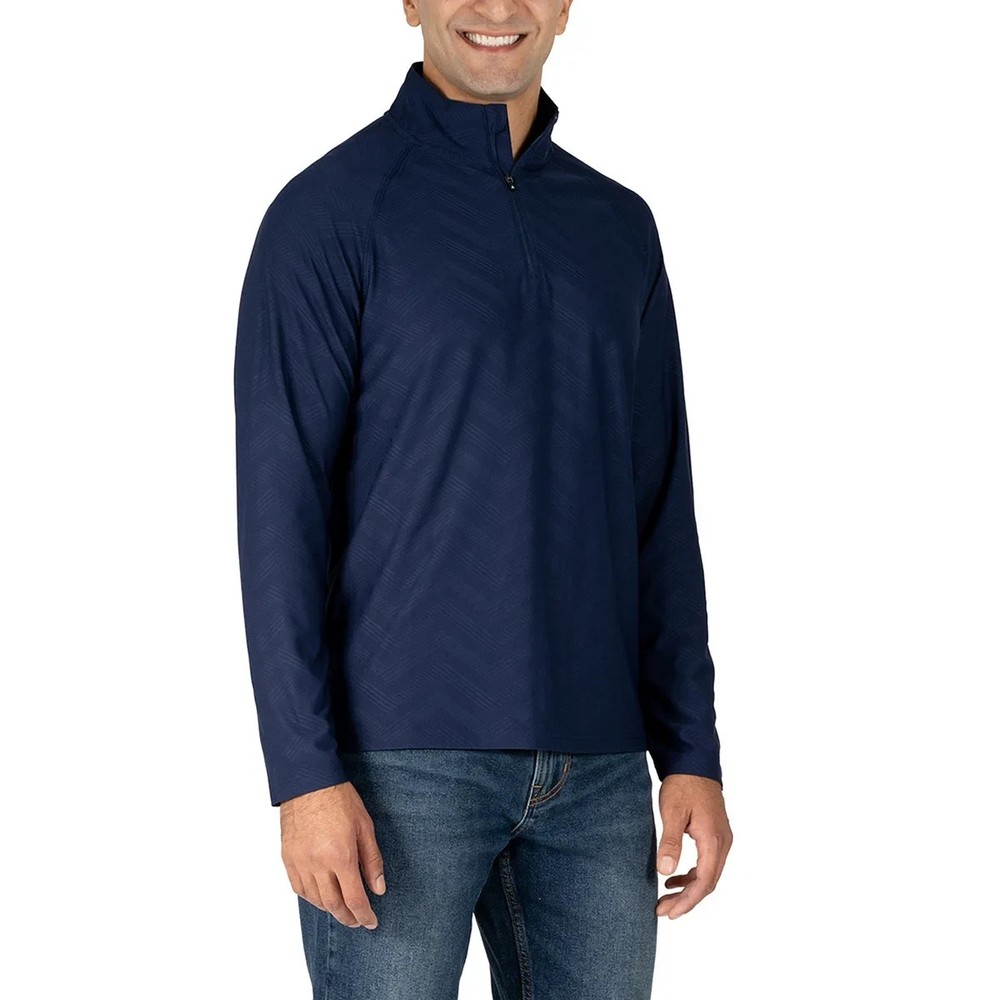 Gerry Men's Active Quarter Zip Long Sleeve Blue Medium- New