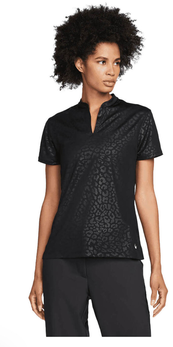 Nike Women Golf Dri Fit Short Sleeve Shirt BLACK SMALL Cheetah NWT BRAND NEW!