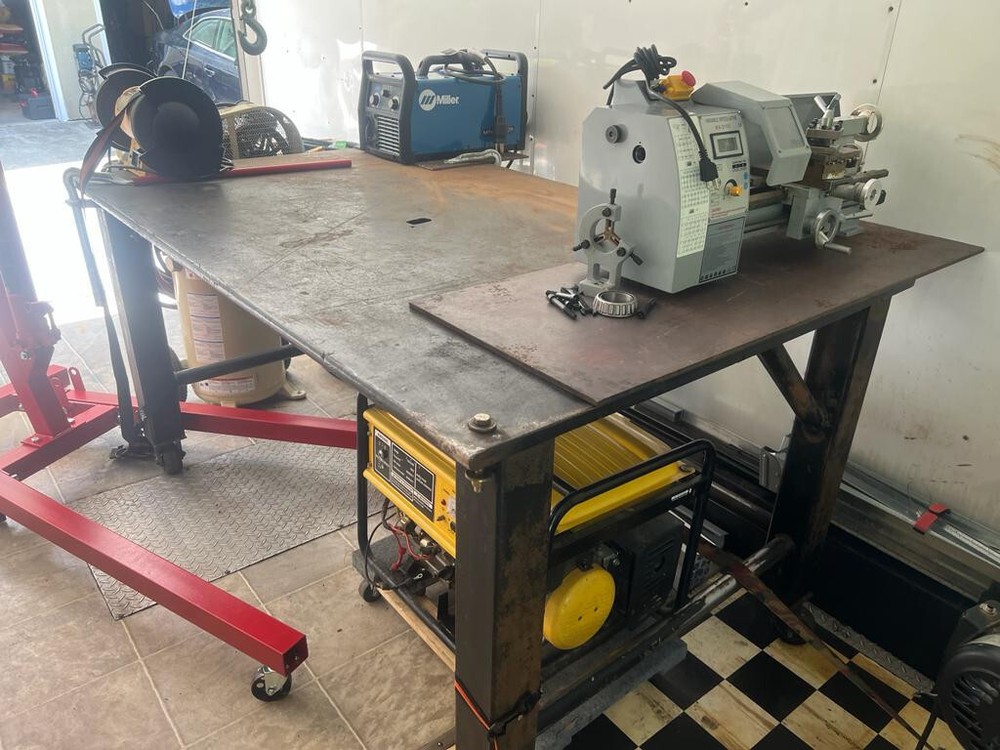 Heavy duty solid welding table, mechanic shop table, fabricator maker table