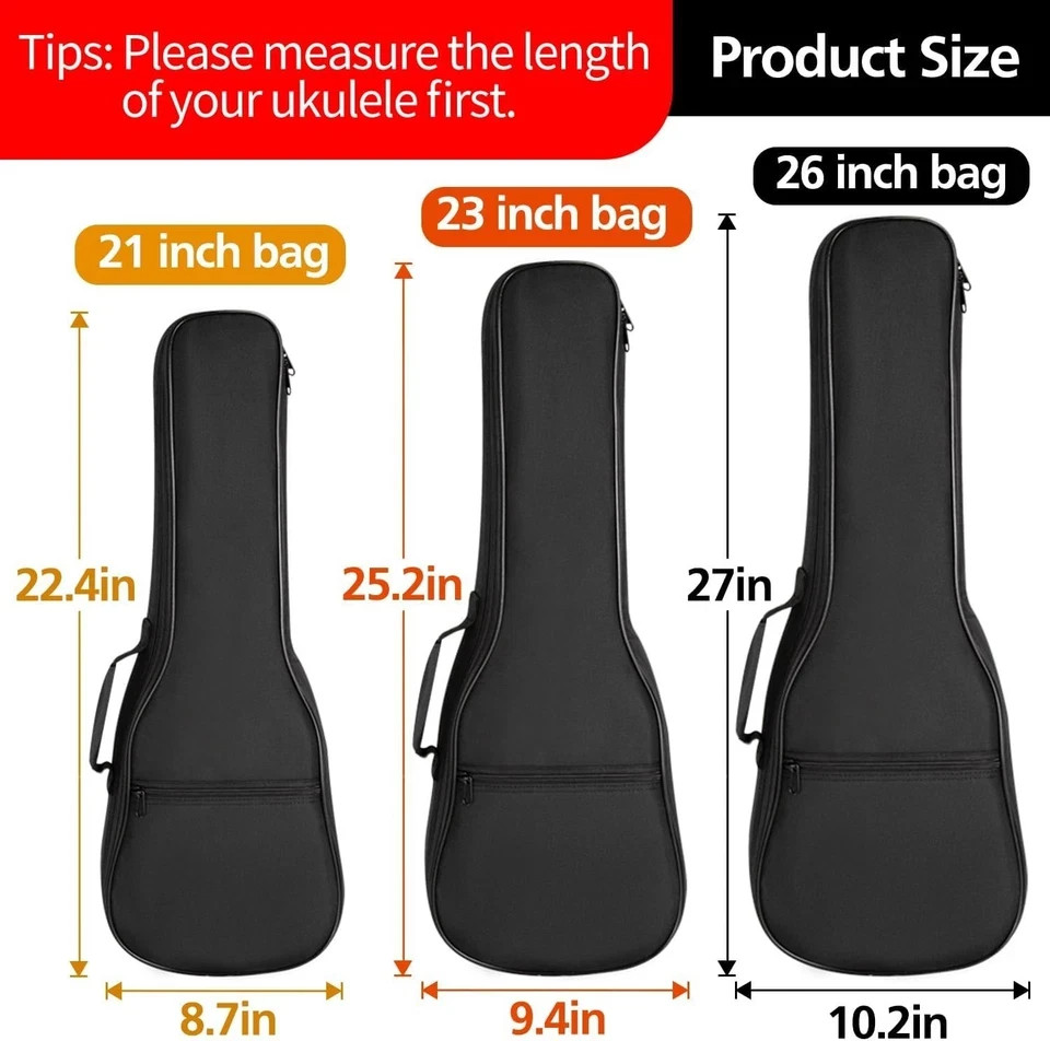21in Ukulele Case, Waterproof Durable Ukulele Padded Bag with Adjustable Stra...