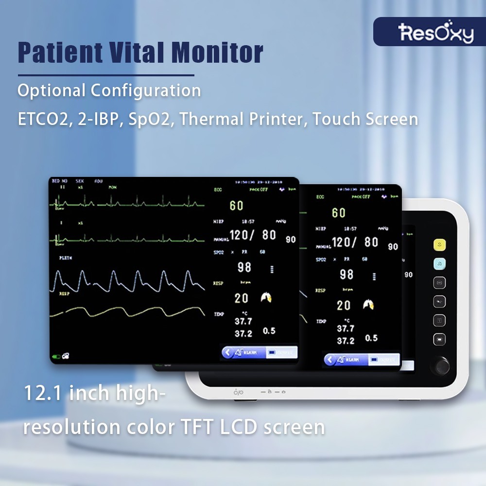 12-Inch Patient Vital Signs Monitor Multi-Parameter ECG/NIBP/TEMP/RESP/SPO2/PR