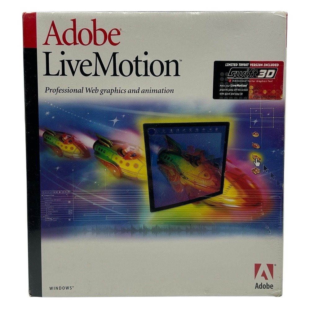 Adobe LiveMotion Professional Web Graphics & Animation (PC, 1999) Brand New