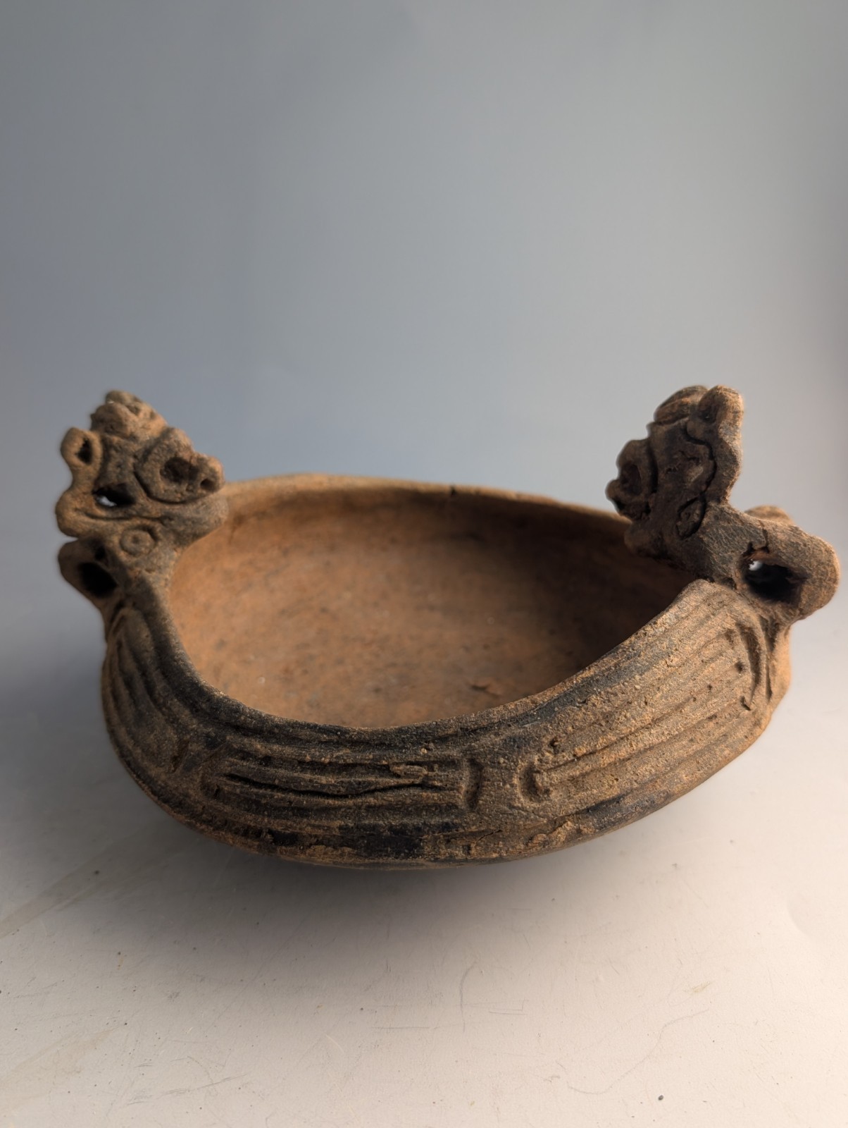 PRE COLUMBIAN TAINO POTTERY EFFIGY BOWL