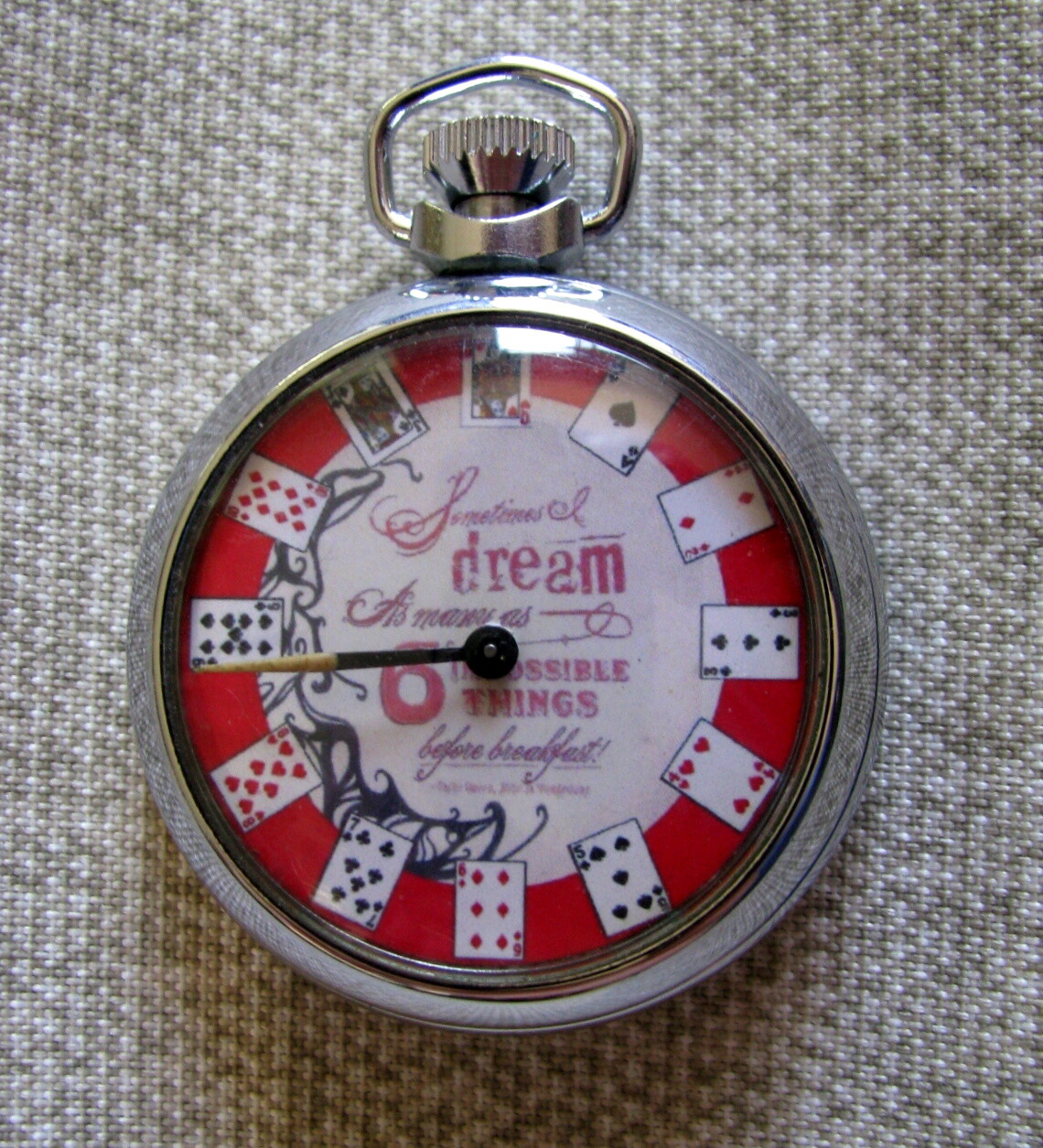 FINE VINTAGE GAMBLING WATCH STYLE 12 CARDS IN 4 SUITS POCKET MECHANICAL DEVICE