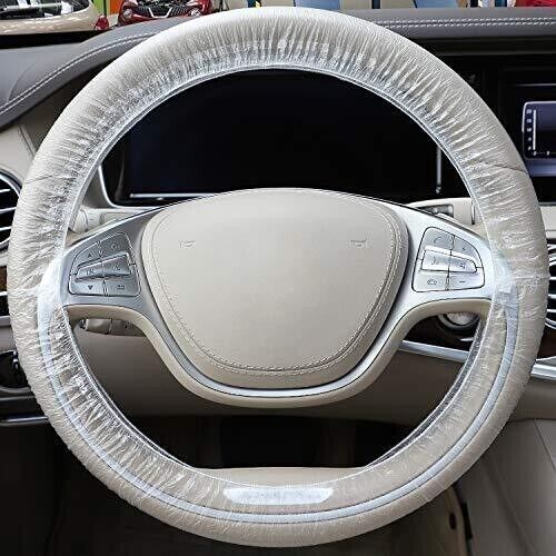 Universal Disposable Plastic Car Steering Wheel Cover Elastic Protective Covers