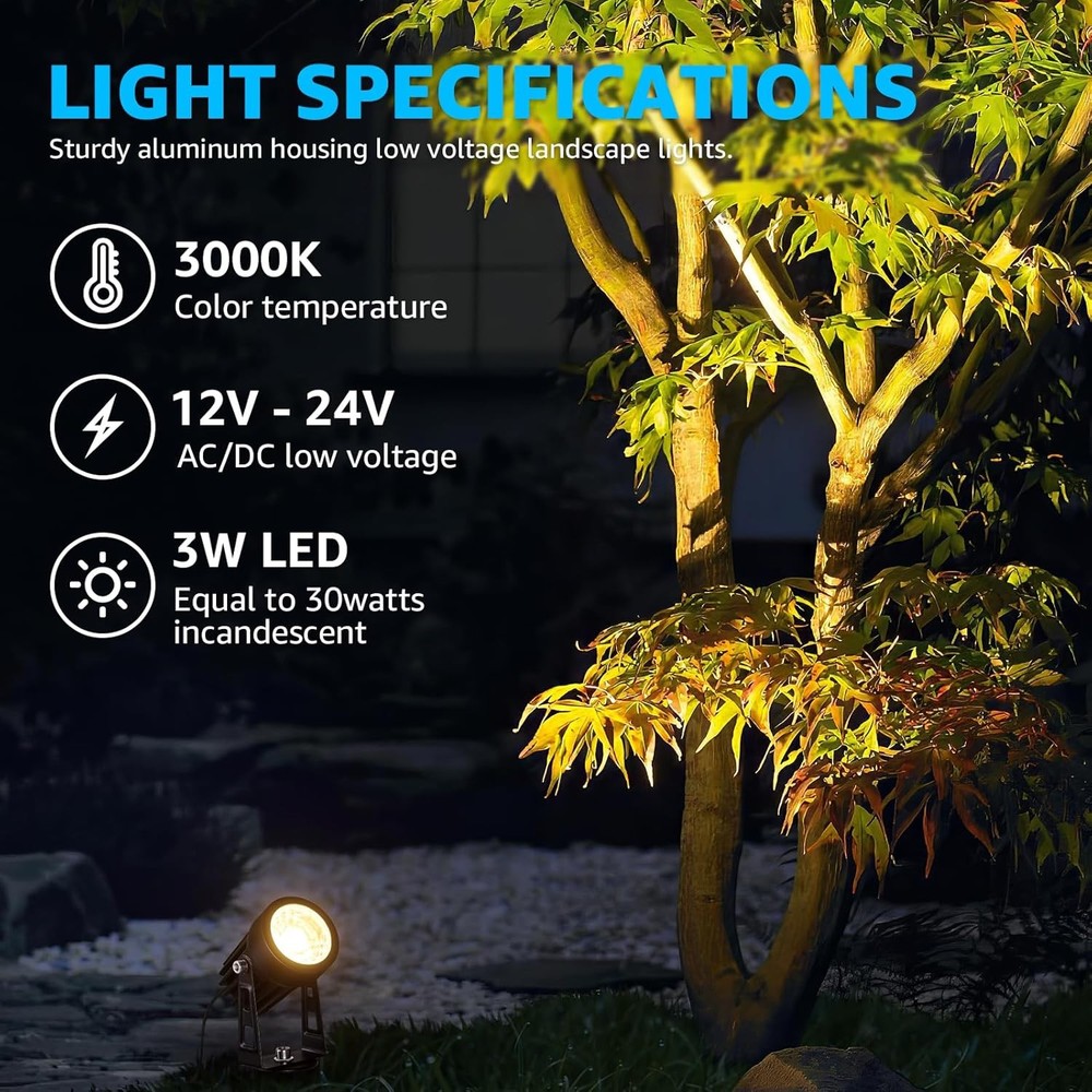 Low Voltage Landscape Lighting Kit 12 Lights 100FT Wire