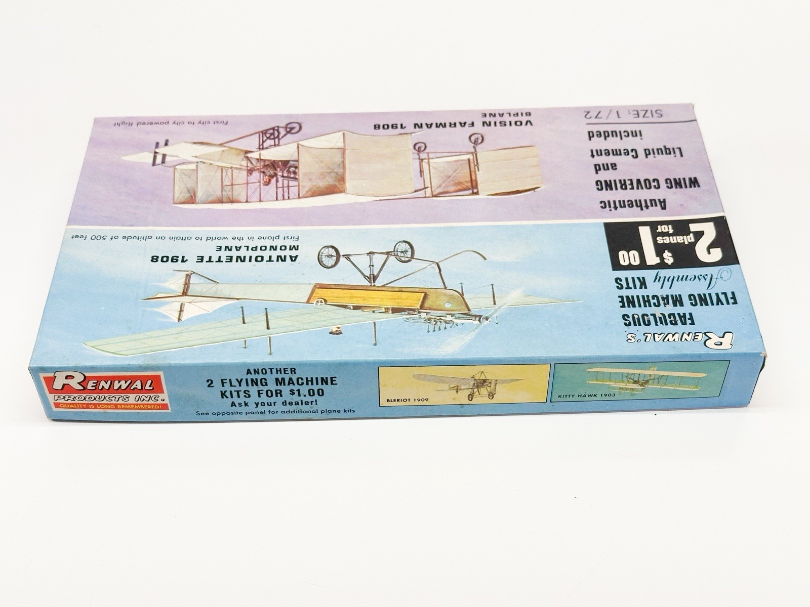 Renwal 1908 Antoinette Monoplane & Voisin Farman 1/72 Scale Plastic Model Kit