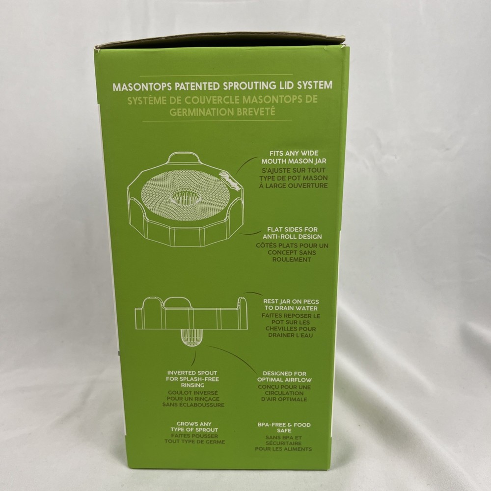 MASONTOPS-SINGLE JAR SPROUTING KIT WITH SEEDS. OPEN BOX NEW