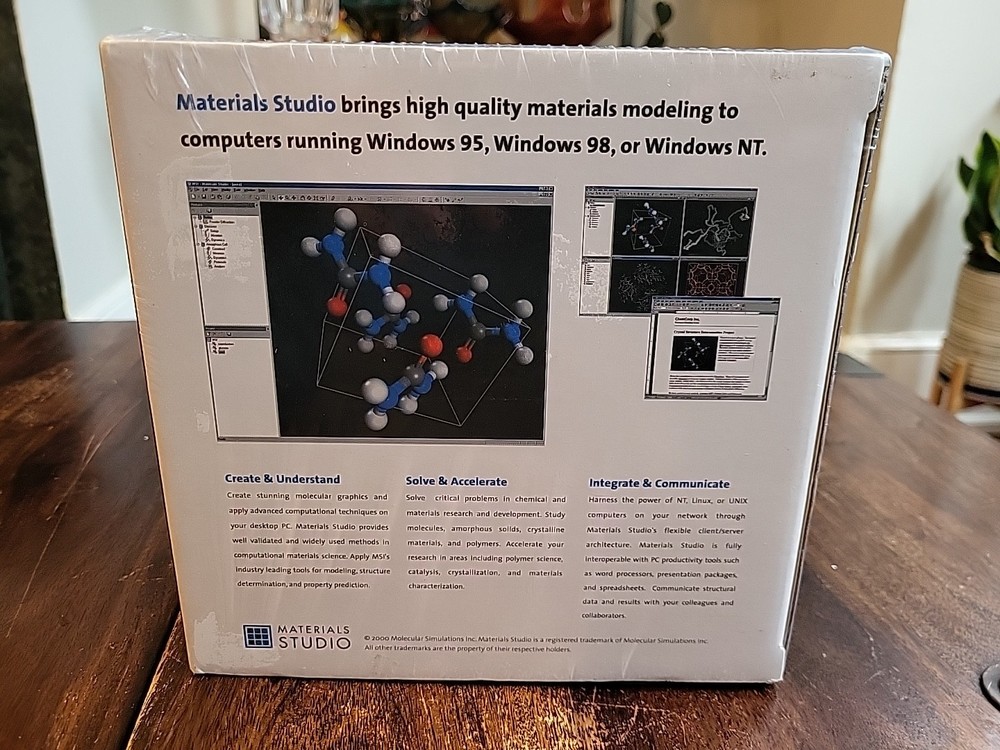 NOS Materials Studio: Molecular Simulations/Biovia 3D Modeling Software 95/98/NT