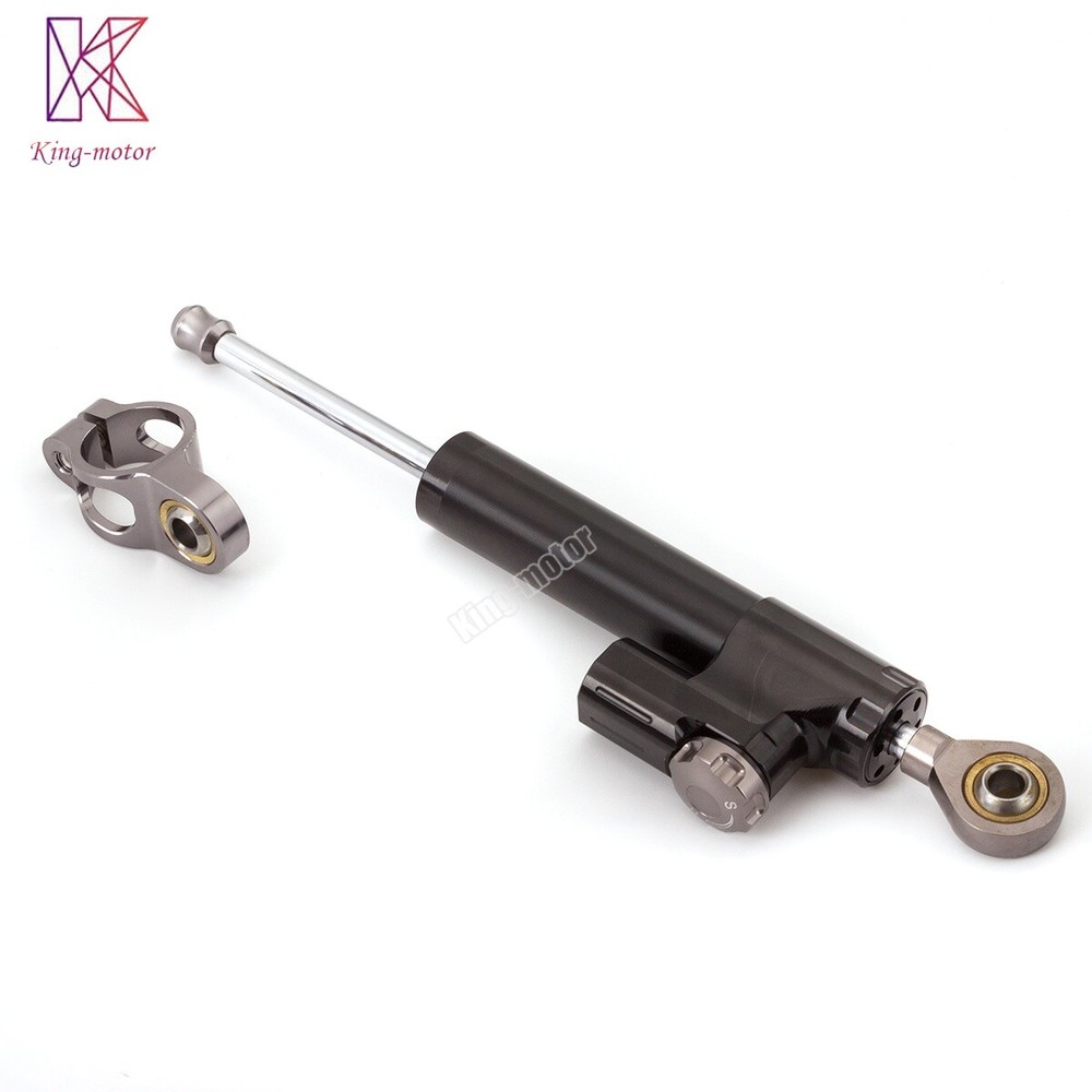 Motorcycle Universal CNC Adjustable Steering Damper Stabilizer Safety Black&Gray