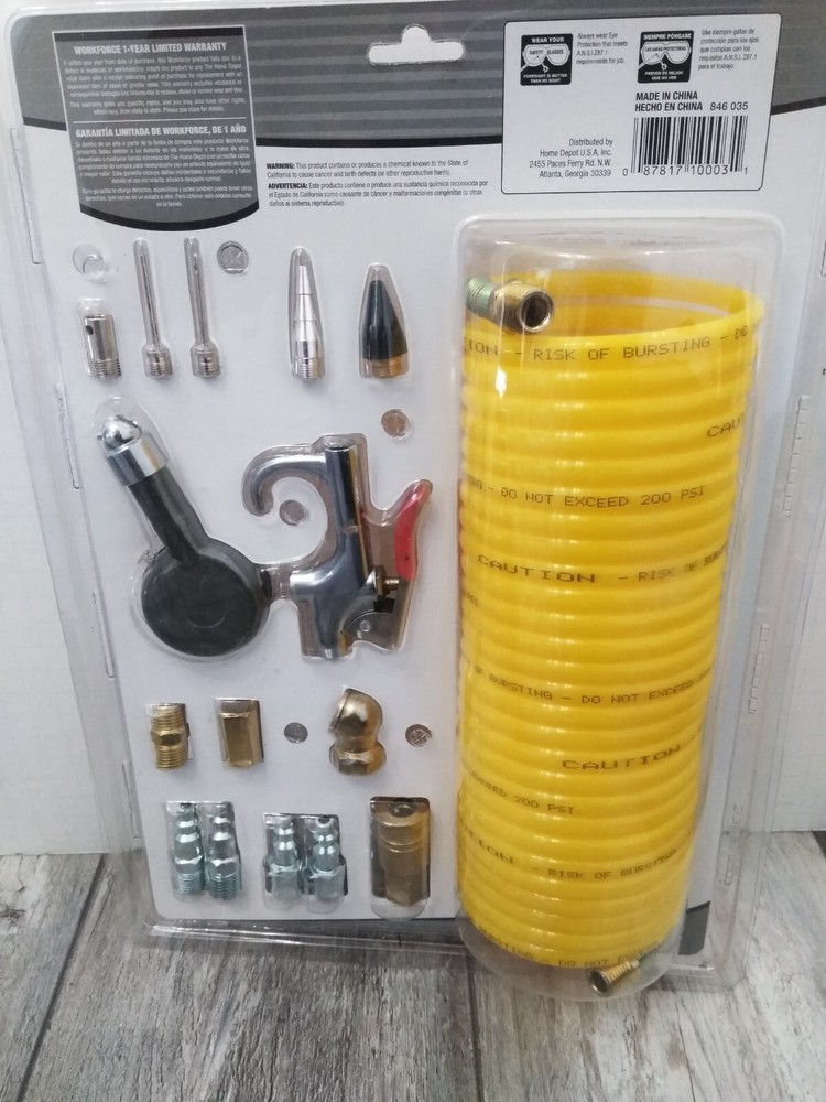 WorkForce Air Compressor Hose and Nozzle 16 piece accessory kit
