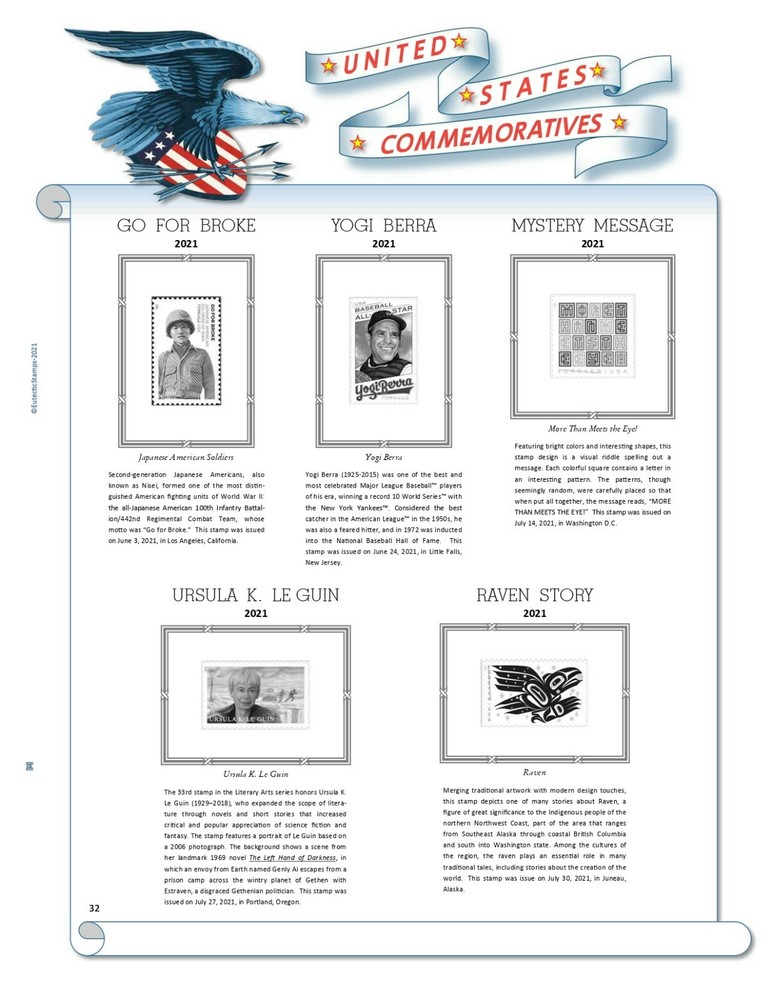 2021 U.S. Commemorative Singles SIMPLIFIED Supplement (White Ace Alternative)