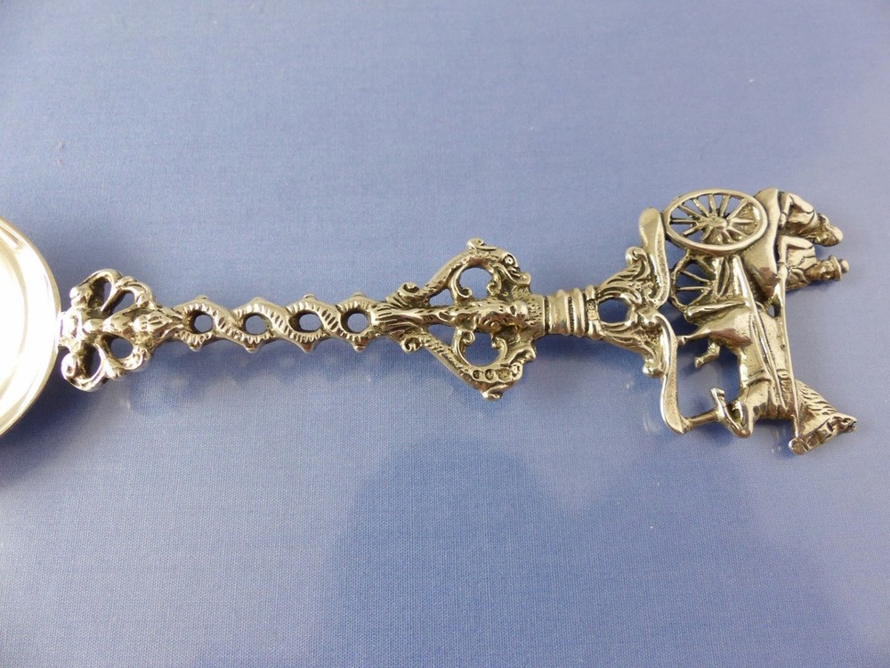 FIGURATIVE CARRIAGE TOP SERVING SPOON .835 SILVER BY GRONINGEN MAKER
