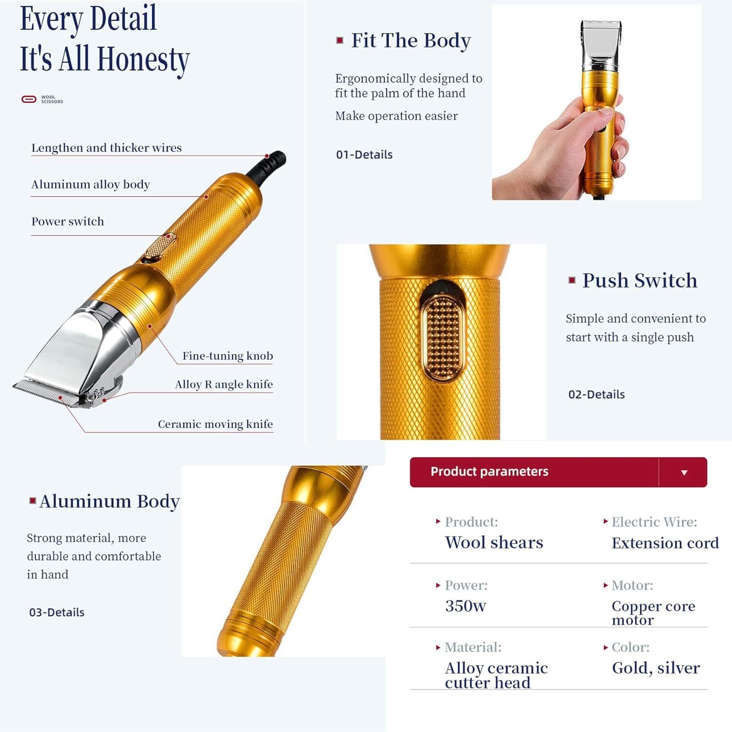 380W Heavy-Duty Pet Hair Trimmers Electric Professional Dog Grooming Clippers US