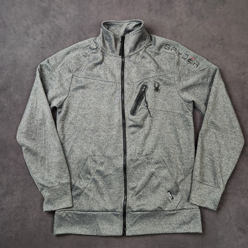 Spyder Active Full Zip Jacket Mens Medium Gray Lightweight Moisture Wicking