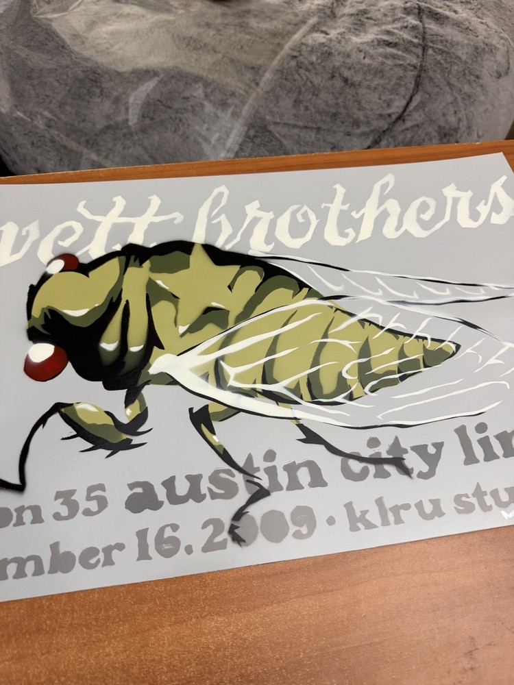 Avett Brothers Poster Hard stock Hand stenciled austin City Limits 22 x 14 rare
