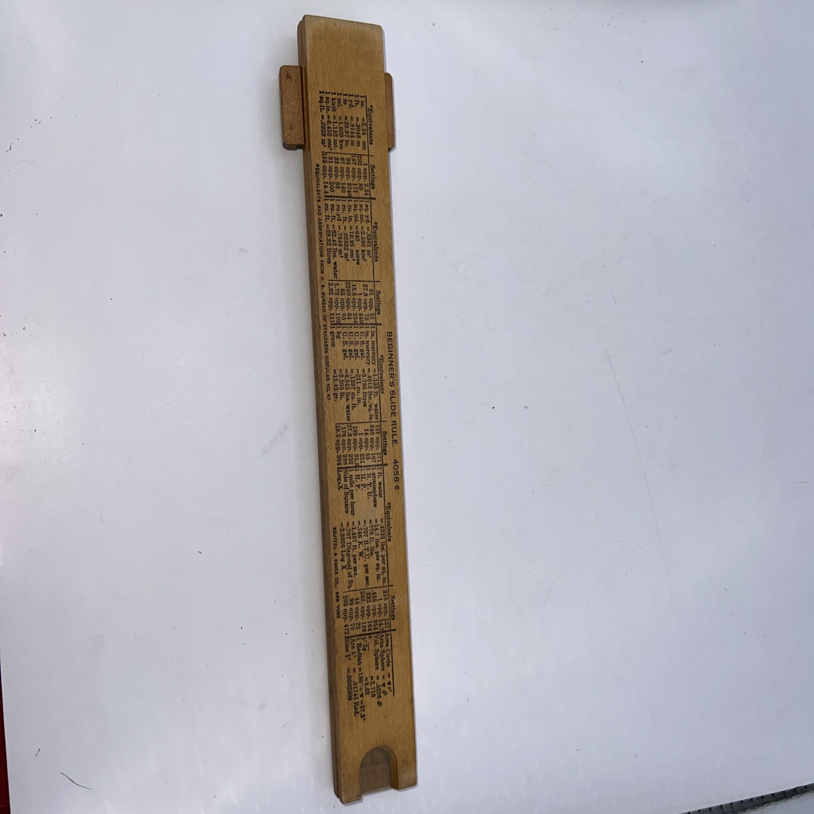 Vintage 1920s K & E Beginners Slide Rule 4058c Keuffel & Esser Wood USA EOC