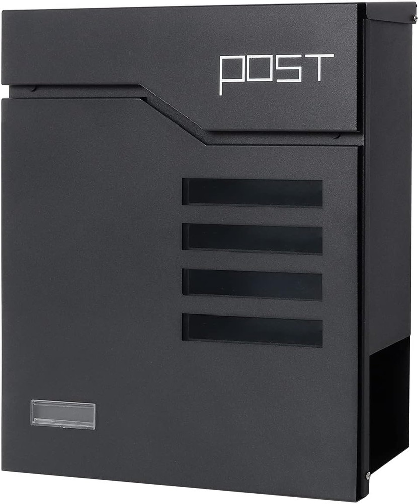 Large Mailbox Wall Mount with Lock, Decaller Modern Mailboxes for Outside, Black