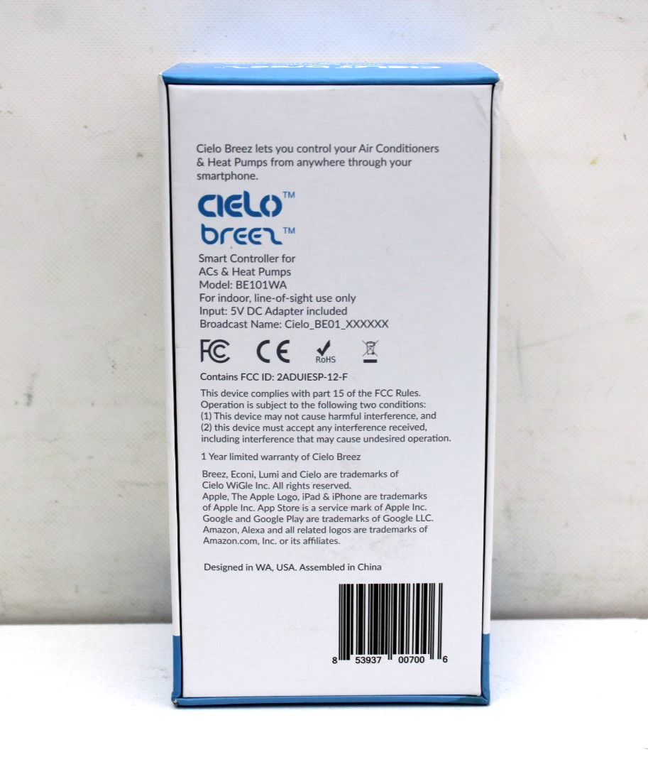 Cielo Breez Wifi Smart Controller for AC and Heat Pumps.