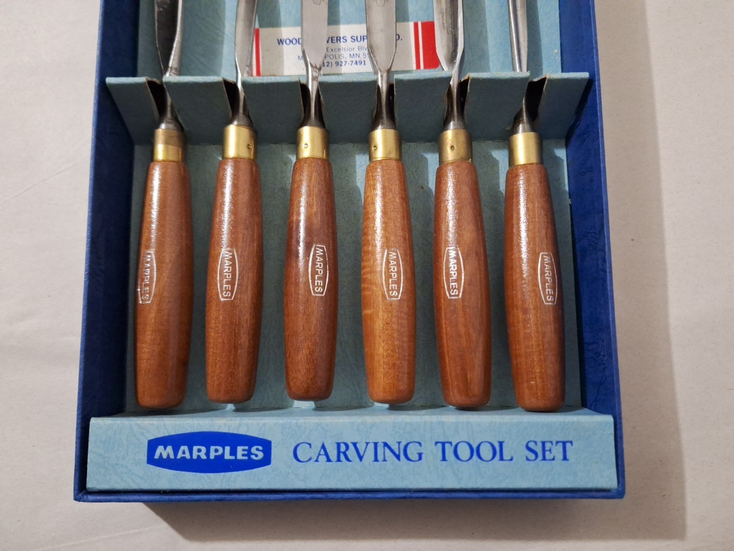 Marples M60A carving tools set in box, 6-piece used set