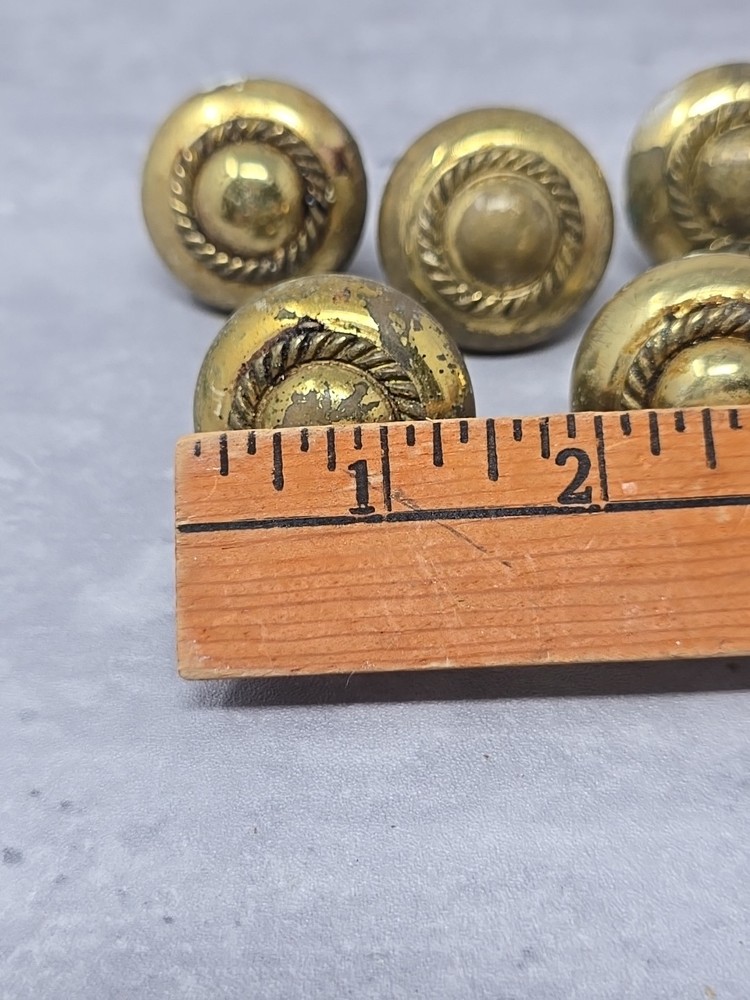 Lot Drawer Pulls Knobs Brass MCM Architectural Salvage Hardware Rope Design 1.5"