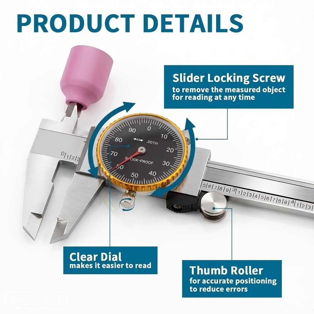WeldingStop Precision 0-6" Dial Caliper Set with Protective Case - 0.001" Acc...