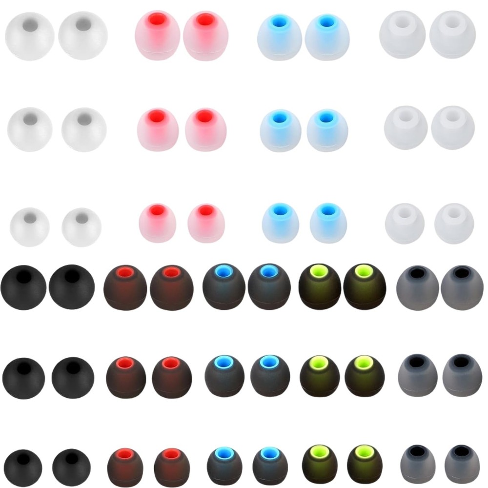 54Pcs Earbud Replacement Tips，Ear Bud Rubber Tips Silicone Earbud Tips Ea