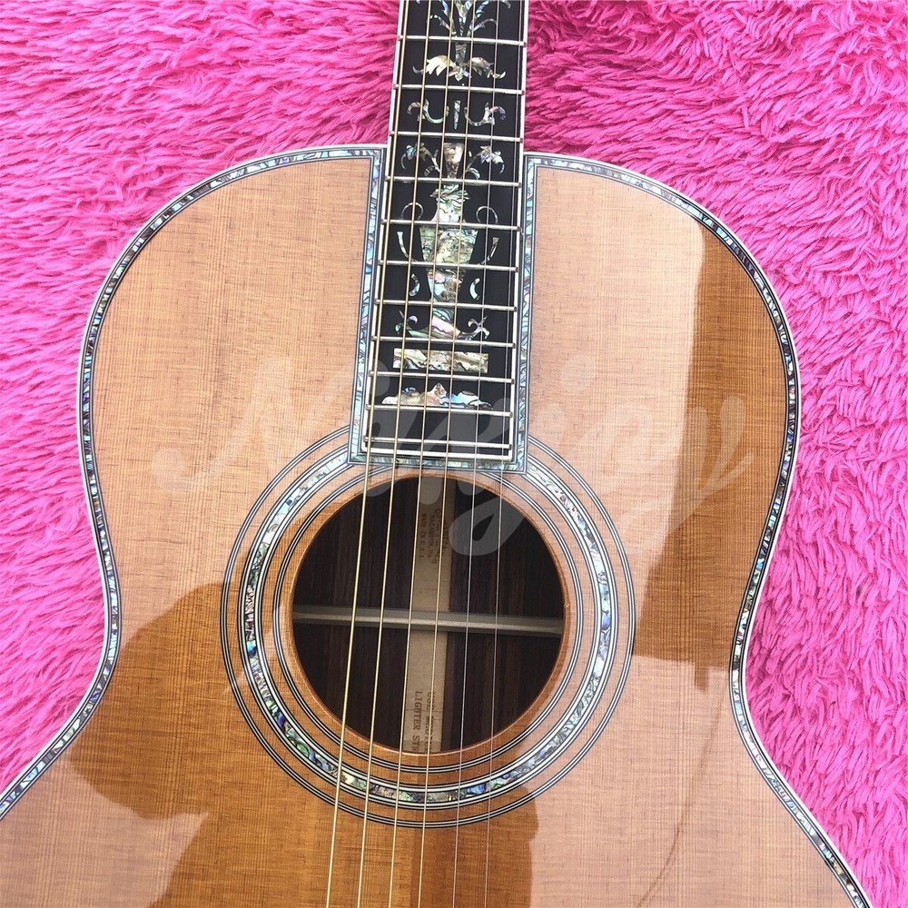 39" Solid Cedar OOO Type Acoustic Guitar Abalone Inlays Ebony Fingerboard