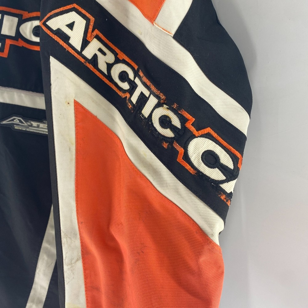 VTG Arctic Cat A-TEX Snowmobile Pullover Shell Jacket Black Orange White Sz XL