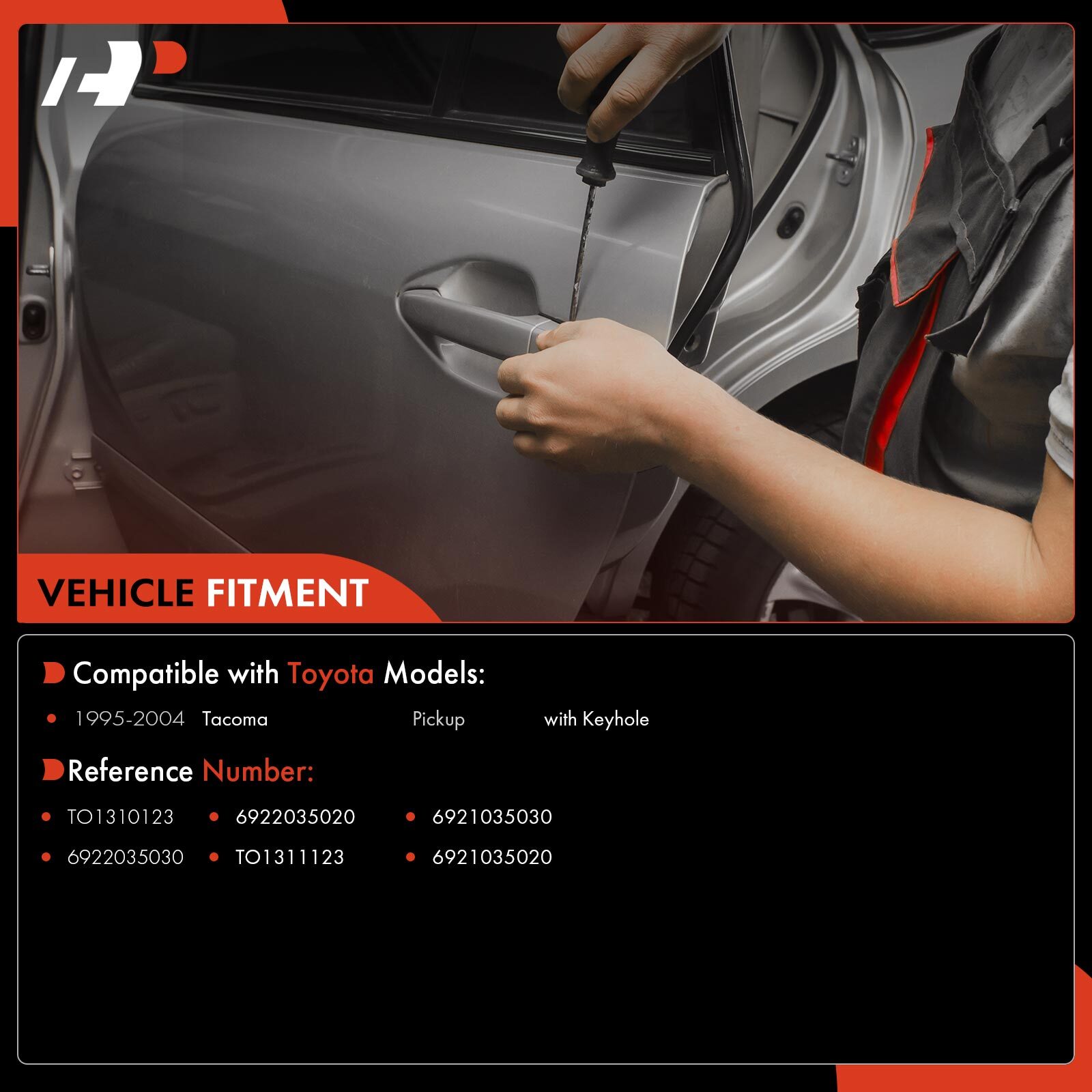 A-Premium 2x Front Textured Black Out Door Handle for Toyota Tacoma 1995-2004