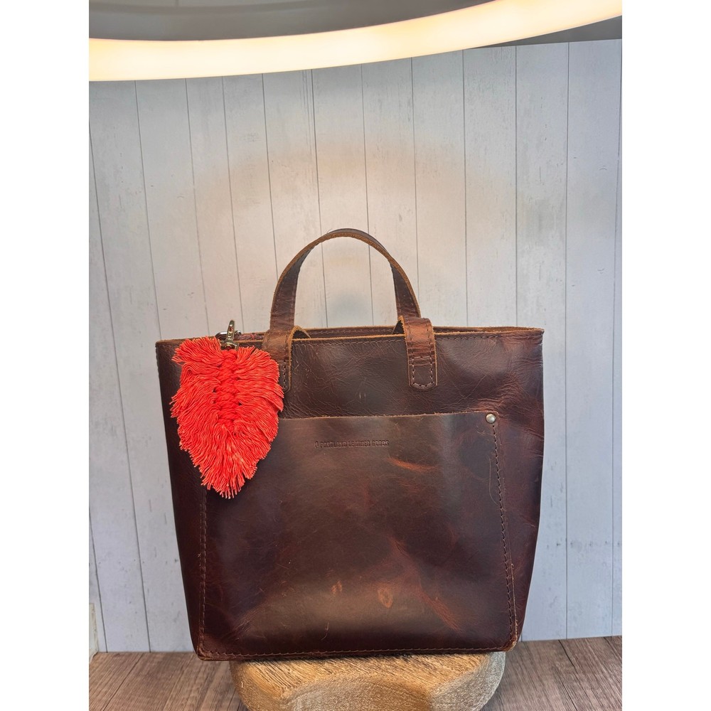 Red Speckled Macrame Feather Bag Charm Macrame Boho Red Accessories Fast Ship